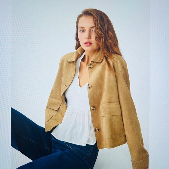 Faux suede jacket with pockets - Picture 1 of 11